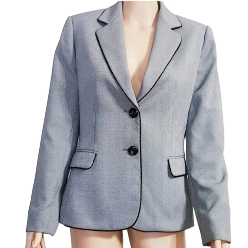 Tahari Arthur S. Levin Women's Black/White polka dot 1 Button Blazer Jacket Sz 8